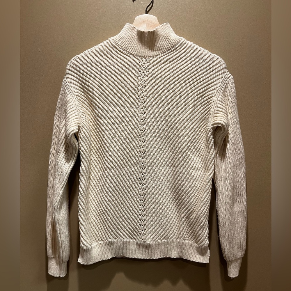 Marine Layer Sweater Womens XS‎ Ivory Cotton Wool Blend Skylar Ribbed Turtleneck